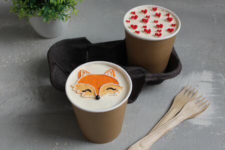 Торты в стакане Лисичка и сердечки