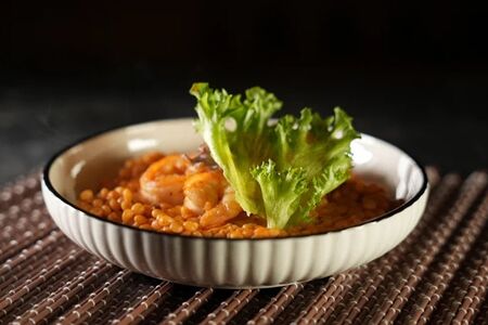 Птитим с осьминогом и креветками