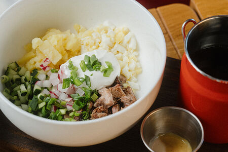 Окрошка с брискетом на квасе - ланч