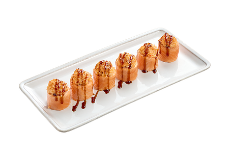 Ролл с снежным крабом и лососем