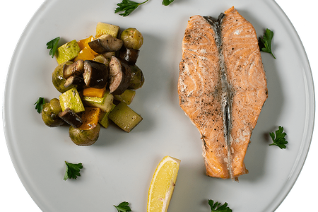 Пп Сёмга на пару с овощами