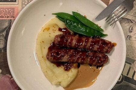 Кебаб из цыплёнка с картофельным кремом