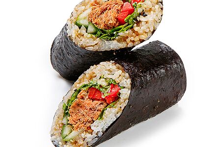 Стрит ролл с лососем терияки 