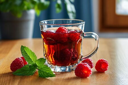 Чай с малиной и мятой