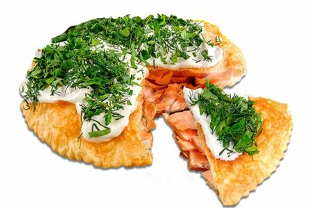 Чебурек-пирог с красной рыбой