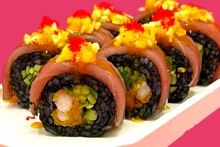 Блэк ролл с тунцом и креветкой