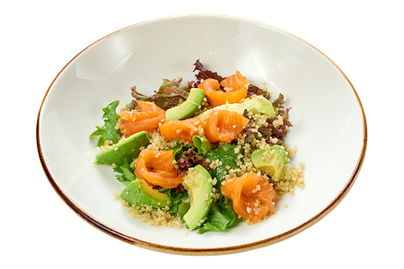 Салат с лососем, авокадо и киноа New