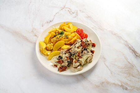 Свинина дорблю с картофелем по-деревенски