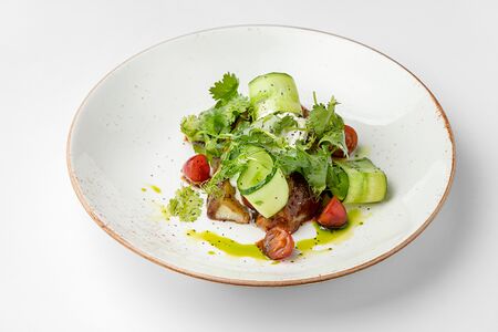 Теплый баклажан в соусе черный перец