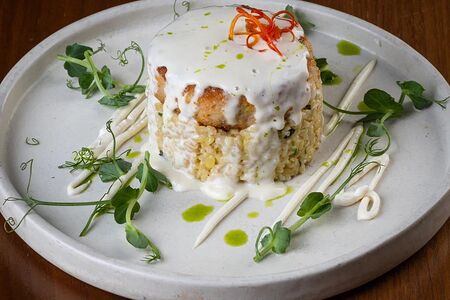 Рыбная котлета с мятным булгуром