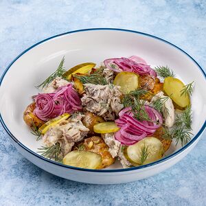 Мини-картофель со скумбрией