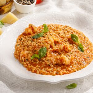 Ризотто с креветками и томатами