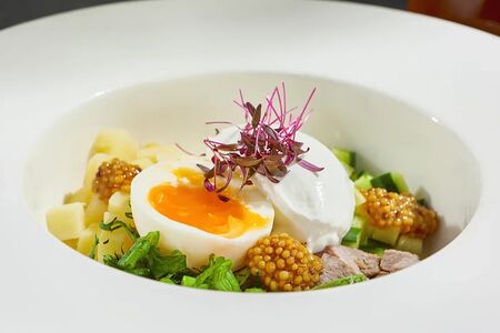 Окрошка с телятиной на квасе