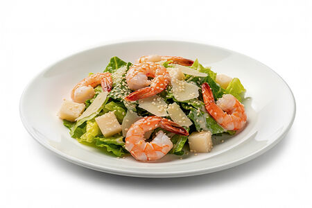 Салат с креветкой и грушей в горчично-апельсиновом соусе