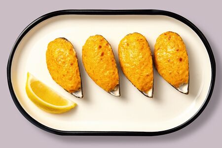 Мидии запечённые фуди острые