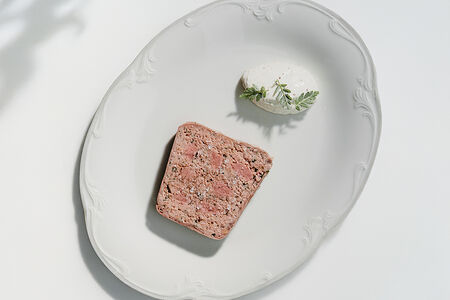 Террин из утки с соусом из огурца и маринованными луком