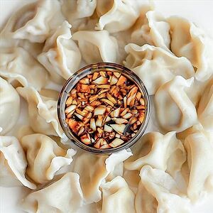 Отварные пельмени по-китайски со свининой и душистым луком Джусай