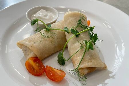 Блины постные с картофельно-грибной начинкой