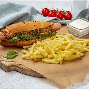 Крафтовый хот- дог и Картофель фри из печи