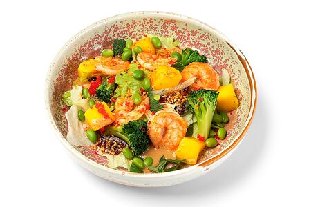 Тай салат с креветками и манго