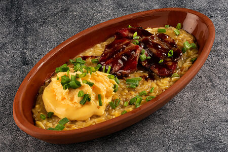 Язык на гриле с орзо