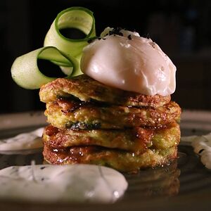 Драники из кабачков с угрём