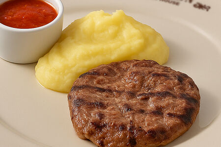 Бизнес-ланч Котлета из ягн+пюре и том соус