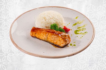 Филе сёмги в соусе терияки тайским рисом