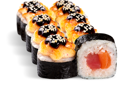 Ролл Вулкан с тунцом и лососем