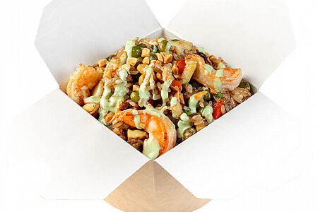 Тяхан с кальмаром и креветкой