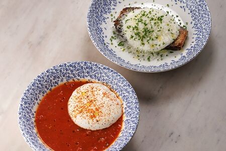 Томатный суп и Жареный баклажан