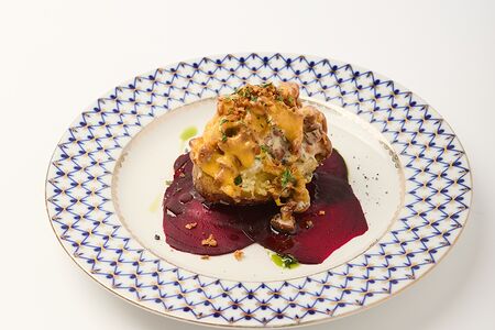 Печеный молодой картофель с лисичками