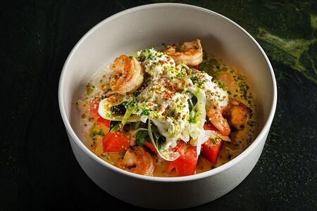 Арбуз со страчателлой и креветкой 