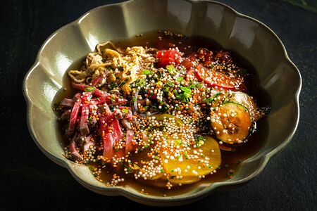 Окрошка с телятиной на квасе 