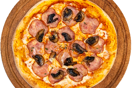 Пицца с ветчиной и грибами