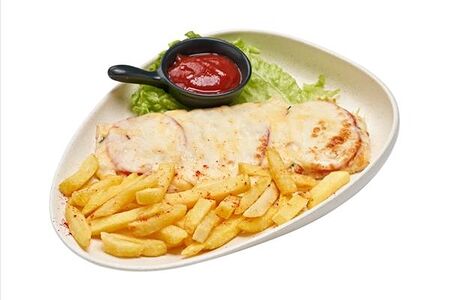 Курица по-французски с картофелем фри