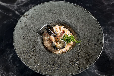 Ризотто с морепродуктами в сливочном соусе