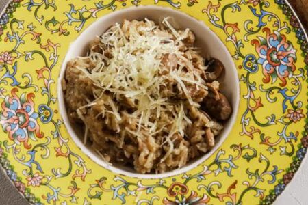 Ризотто с белыми грибами в сливочном соусе