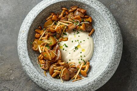 Мини-картофель с лисичками