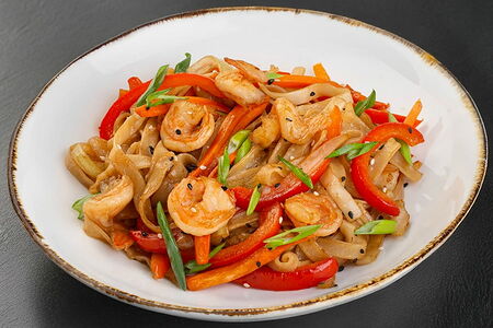 Удон с креветками