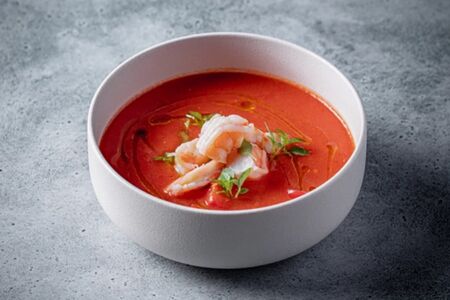 Гаспачо из узбекских томатов с креветками
