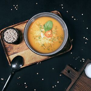 Тыквенный крем-суп с креветкой