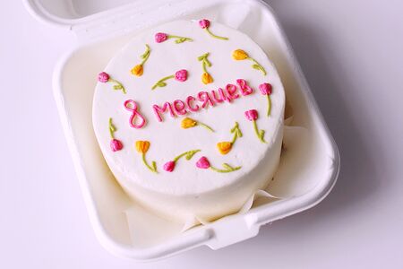 Бенто торт на день рождения малыша 8 месяцев с цветами