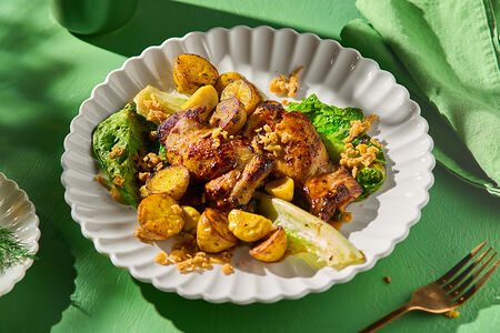 Лимонная курица с картофелем и романо