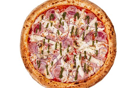 С ветчиной, курицей и грибами