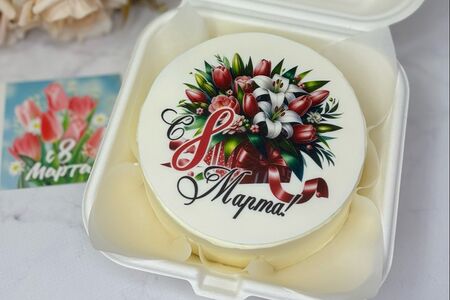 Бенто-торт 8 марта цветы фотопечать