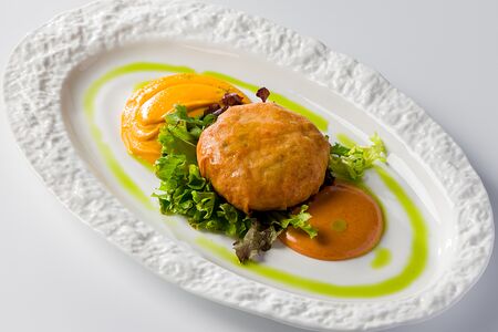 Фишкейк с морковным пюре