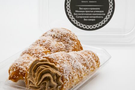 Пирожное Чешские трубочки с творожным кремом со вкусом шоколада