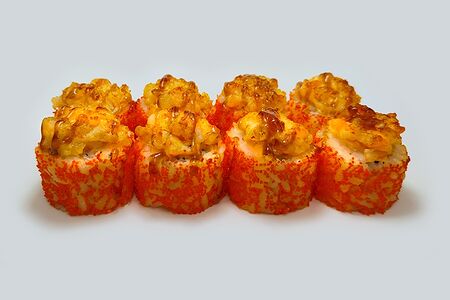 Запеченный ролл с лососем и креветкой