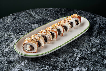 Угорь с вешенками и сливочной карамелью